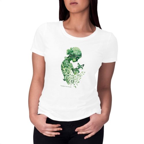 visual_Blanc T-shirt Femme Epais "Voyageuse des brumes"